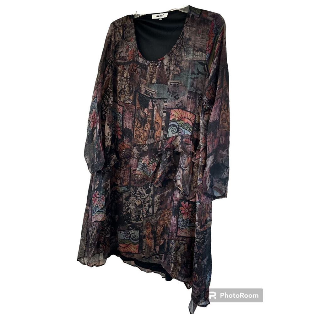 JIAN RUYI TIERED PRINT MINI DRESS SZ 2X